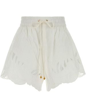 Zimmermann White Poplin Mahon Shorts