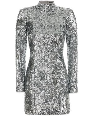 Balmain Silver Sequins Mini Dress - Grey