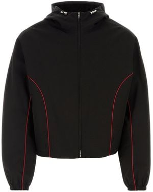 Ferragamo Tech Cotton Blouson Jacket With Contrast Piping - Black