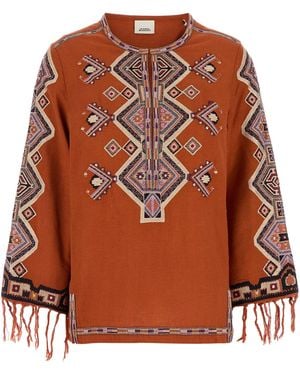 Isabel Marant Orange Silk Zelda Blouse