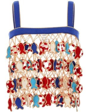 MY BEACHY SIDE Multicolor Crochet Poisson Top - Red