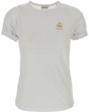 Isabel Marant White Linen Koldia T-shirt - Grey