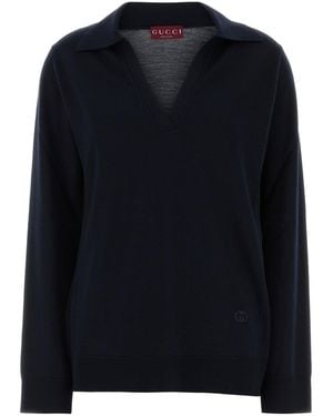 Gucci Polo oversize in lana blu navy