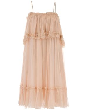 Chloé Pastel Pink Muslin Mini Dress - Natural