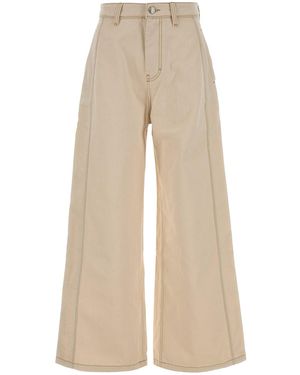 Ami Paris Sand Denim Wide-leg Jeans - Natural