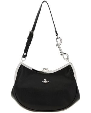 Vivienne Westwood Black Leather Charm Frame Purse Shoulder Bag