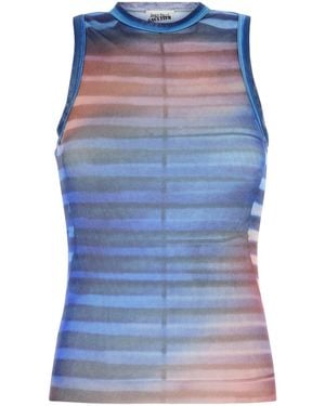 Jean Paul Gaultier Mesh Tank Top Printed Air - Blue