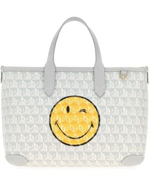 Anya Hindmarch Printed Canvas Xs I Am A Plastic Bag Handbag - Metallic