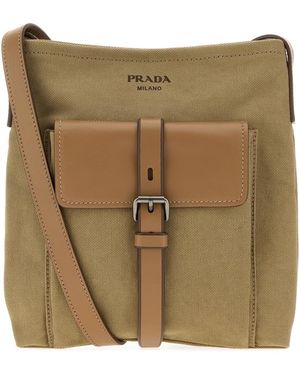 Prada Borsa a tracolla Route in tela kaki - Marrone