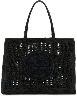 トートバッグ TORY BURCH Black Raffia Large Ella Shopping Bag Tory Burch 'Ella' Large Shopping Bag Raffia in Black | Lyst