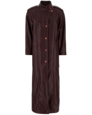 LE SULLY STUDIO Burgundy Synthetic Leather Coat - Purple