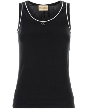 Valentino Garavani Black Cotton Tank Top