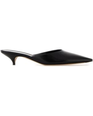 The Row Leather Lisa Mules - White