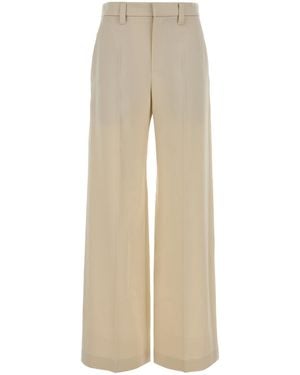 Brunello Cucinelli Cream Satin Wide-leg Pant - Natural