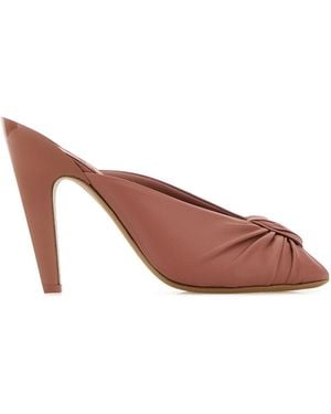 Chloé Dark Pink Leather Suzie Mules - Brown