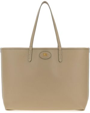Burberry Dove Grey Leather Reversible Shopping Bag - Natural