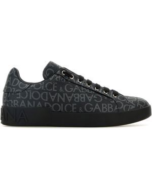 Dolce & Gabbana Sneakers Portofino in tela stampata - Nero