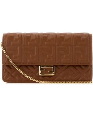 Fendi Portafoglio Baguette in nappa cioccolato - Marrone