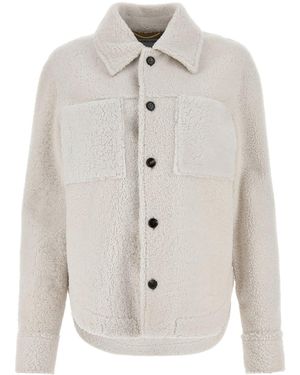 Bottega Veneta Camicia oversize in shearling gesso - Bianco