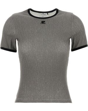 Courreges Printed Jersey T-shirt - Grey