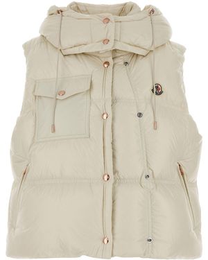 Moncler White Nylon Pario Sleeveless Down Jacket - Natural
