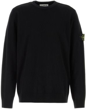 Stone Island Black Wool Sweater
