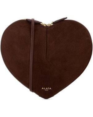 Alaïa Brown Suede Le Coeur Crossbody Bag