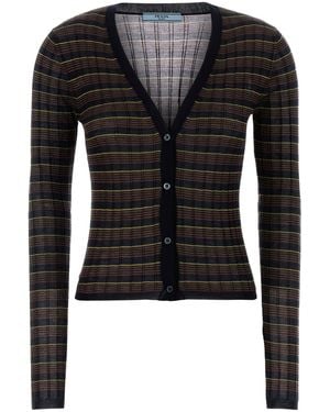 Prada Cardigan in maglia ricamata - Nero