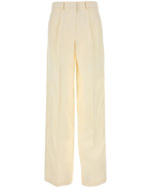 Magda Butrym Cream Wool Blend Wide-leg Pant - White
