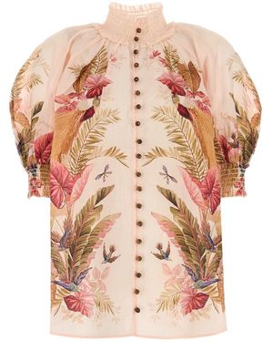 Zimmermann Blusa Ascension in ramie stampato - Rosa