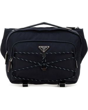 Prada Marsupio Speedrock in Re-Nylon blu scuro - Nero