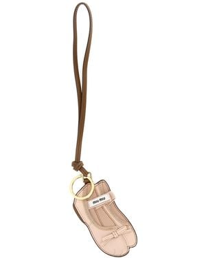 Miu Miu Portachiavi in pelle rosa pastello - Metallizzato