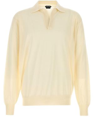Tom Ford Ivory Cashmere Polo Shirt - Natural