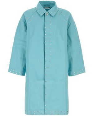 GIMAGUAS Turquoise Twill Tina Trench Coat - Blue