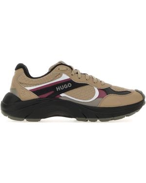 HUGO Multicolor Canvas And Leather Sneakers - Brown