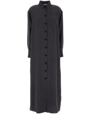 THE NINA STUDIO Graphite Viscose Blend Shirt Dress - Black