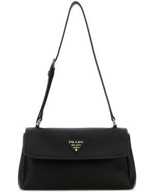 Prada Borsa a spalla piccola in pelle nera - Nero