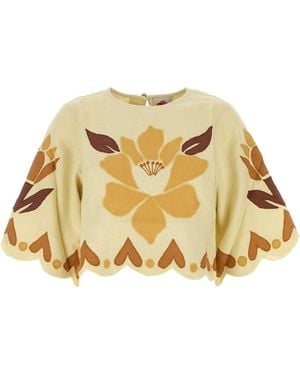 FARM Rio Pastel Yellow Linen Top - Multicolor