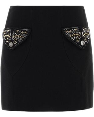Versace Black Wool Mini Skirt