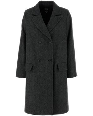 A.P.C. Embroidered Wool Blend Woara Coat - Black
