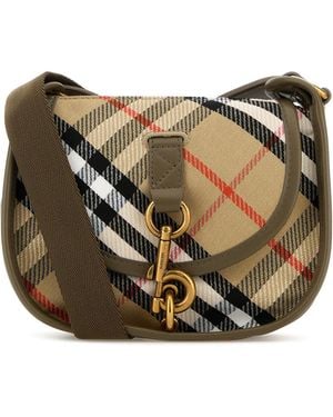 Burberry Embroidered Canvas Mini Messenger B Clip Crossbody Bag - Multicolour