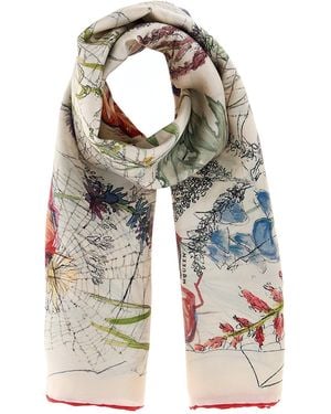 McQueen Printed Silk Foulard - Grey