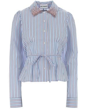Des Phemmes Embroidered Poplin Shirt - Blue