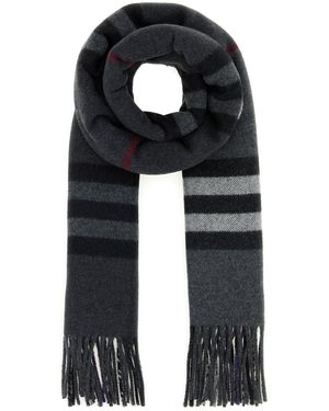 Burberry Sciarpa Check in cashmere ricamato - Nero