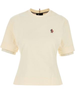Moncler Ivory Cotton T-Shirt - Natural