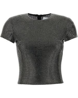 GIUSEPPE DI MORABITO Embellished Stretch Mesh T-shirt - Black