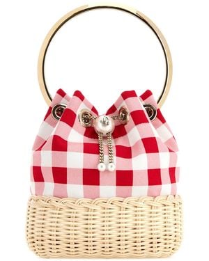 Jimmy Choo Embroidered Canvas Bon Bon Bucket Bag