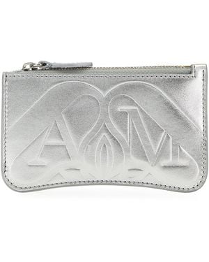 McQueen Portacarte in pelle argento - Grigio