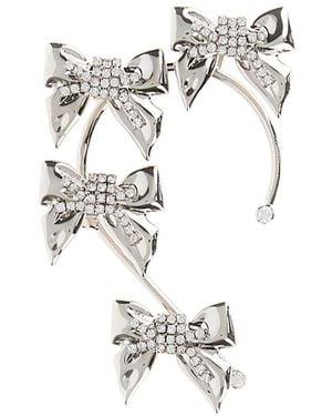 Alessandra Rich Silver Metal Bows Ear Cuff - White