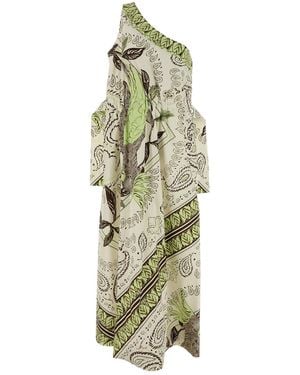 Tory Burch Printed Stretch Cotton One-shoulder Dress - White
